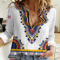 Personalized Liberia Dashiki Women Casual Shirt White Color - Wonder Print Shop