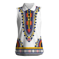 Personalized Liberia Dashiki Women Sleeveless Polo Shirt White Color - Wonder Print Shop