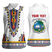 Personalized Liberia Dashiki Women Sleeveless Polo Shirt White Color - Wonder Print Shop