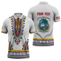 Personalized Liberia Dashiki Zipper Polo Shirt White Color - Wonder Print Shop
