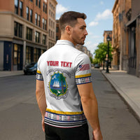 Personalized Liberia Dashiki Zipper Polo Shirt White Color - Wonder Print Shop