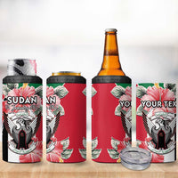 Personalised Sudan Independence Day 4 in 1 Can Cooler Tumbler Coat Of Arms Mix Hisbicus - Wonder Print Shop