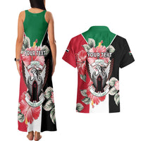 Personalised Sudan Independence Day Couples Matching Tank Maxi Dress and Hawaiian Shirt Coat Of Arms Mix Hisbicus - Wonder Print Shop
