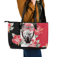 Personalised Sudan Independence Day Leather Tote Bag Coat Of Arms Mix Hisbicus - Wonder Print Shop