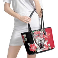 Personalised Sudan Independence Day Leather Tote Bag Coat Of Arms Mix Hisbicus - Wonder Print Shop