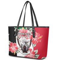 Personalised Sudan Independence Day Leather Tote Bag Coat Of Arms Mix Hisbicus - Wonder Print Shop