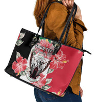 Personalised Sudan Independence Day Leather Tote Bag Coat Of Arms Mix Hisbicus - Wonder Print Shop