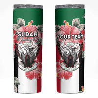 Personalised Sudan Independence Day Skinny Tumbler Coat Of Arms Mix Hisbicus - Wonder Print Shop