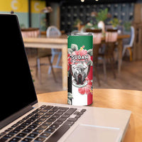 Personalised Sudan Independence Day Skinny Tumbler Coat Of Arms Mix Hisbicus - Wonder Print Shop