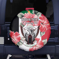 Personalised Sudan Independence Day Spare Tire Cover Coat Of Arms Mix Hisbicus - Wonder Print Shop