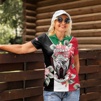 Personalised Sudan Independence Day Women Polo Shirt Coat Of Arms Mix Hisbicus - Wonder Print Shop