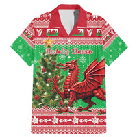 Wales Christmas Family Matching Mermaid Dress and Hawaiian Shirt Welsh Dragon Nadolig Llawen - Wonder Print Shop