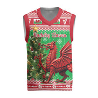 Wales Christmas Knitted V-Neck Vest Welsh Dragon Nadolig Llawen - Wonder Print Shop