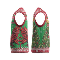 Wales Christmas Knitted V-Neck Vest Welsh Dragon Nadolig Llawen - Wonder Print Shop