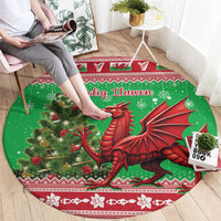 Wales Christmas Round Carpet Welsh Dragon Nadolig Llawen