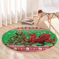 Wales Christmas Round Carpet Welsh Dragon Nadolig Llawen