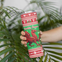 Wales Christmas Skinny Tumbler Welsh Dragon Nadolig Llawen - Wonder Print Shop