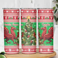 Wales Christmas Skinny Tumbler Welsh Dragon Nadolig Llawen - Wonder Print Shop