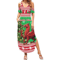 Wales Christmas Summer Maxi Dress Welsh Dragon Nadolig Llawen - Wonder Print Shop