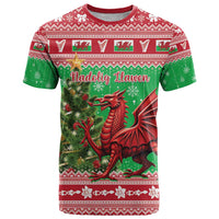 Wales Christmas T Shirt Welsh Dragon Nadolig Llawen - Wonder Print Shop