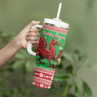 Wales Christmas Tumbler With Handle Welsh Dragon Nadolig Llawen - Wonder Print Shop