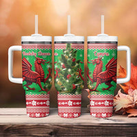 Wales Christmas Tumbler With Handle Welsh Dragon Nadolig Llawen - Wonder Print Shop