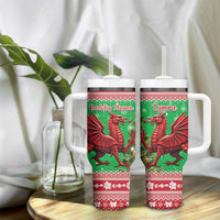 Wales Christmas Tumbler With Handle Welsh Dragon Nadolig Llawen - Wonder Print Shop