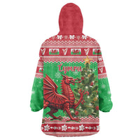 Wales Christmas Wearable Blanket Hoodie Welsh Dragon Nadolig Llawen - Wonder Print Shop