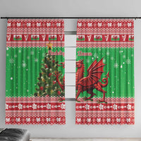 Wales Christmas Window Curtain Welsh Dragon Nadolig Llawen - Wonder Print Shop