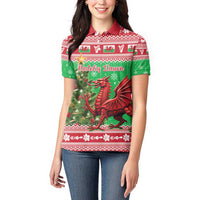 Wales Christmas Women Polo Shirt Welsh Dragon Nadolig Llawen - Wonder Print Shop