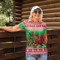 Wales Christmas Women Polo Shirt Welsh Dragon Nadolig Llawen - Wonder Print Shop