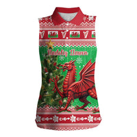 Wales Christmas Women Sleeveless Polo Shirt Welsh Dragon Nadolig Llawen - Wonder Print Shop