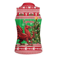 Wales Christmas Women Sleeveless Polo Shirt Welsh Dragon Nadolig Llawen - Wonder Print Shop