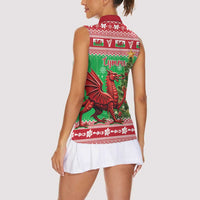 Wales Christmas Women Sleeveless Polo Shirt Welsh Dragon Nadolig Llawen - Wonder Print Shop