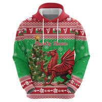 Wales Christmas Zip Hoodie Welsh Dragon Nadolig Llawen - Wonder Print Shop