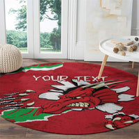 Personalised Wales Round Carpet Welsh Dragon