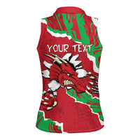 Personalised Wales Women Sleeveless Polo Shirt Welsh Dragon - Wonder Print Shop