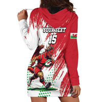 Wales Rugby Custom Hoodie Dress Welsh Dragon Mascot - Wonder Print Shop