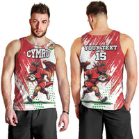 Wales Rugby Custom Men Tank Top Welsh Dragon Mascot - Wonder Print Shop
