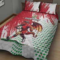 Wales Rugby Custom Quilt Bed Set Welsh Dragon Mascot - Wonder Print Shop