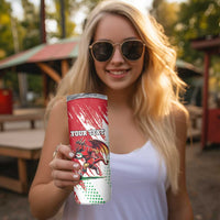 Custom Wales Rugby Skinny Tumbler Welsh Dragon Mascot - Wonder Print Shop