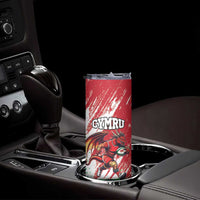 Custom Wales Rugby Skinny Tumbler Welsh Dragon Mascot - Wonder Print Shop