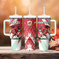 Custom Wales Rugby Tumbler With Handle Welsh Dragon Mascot - Wonder Print Shop
