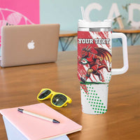 Custom Wales Rugby Tumbler With Handle Welsh Dragon Mascot - Wonder Print Shop