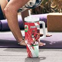 Custom Wales Rugby Tumbler With Handle Welsh Dragon Mascot - Wonder Print Shop