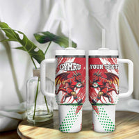 Custom Wales Rugby Tumbler With Handle Welsh Dragon Mascot - Wonder Print Shop