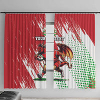 Wales Rugby Custom Window Curtain Welsh Dragon Mascot - Wonder Print Shop