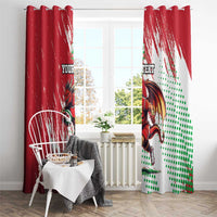 Wales Rugby Custom Window Curtain Welsh Dragon Mascot - Wonder Print Shop