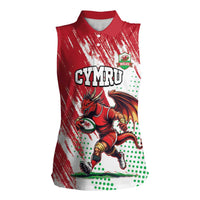 Wales Rugby Custom Women Sleeveless Polo Shirt Welsh Dragon Mascot - Wonder Print Shop