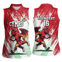 Wales Rugby Custom Women Sleeveless Polo Shirt Welsh Dragon Mascot - Wonder Print Shop